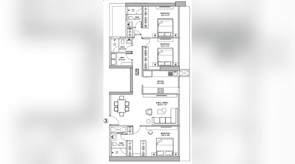 Crest-Golfshire-3BHK-1106sqft-unit-plan