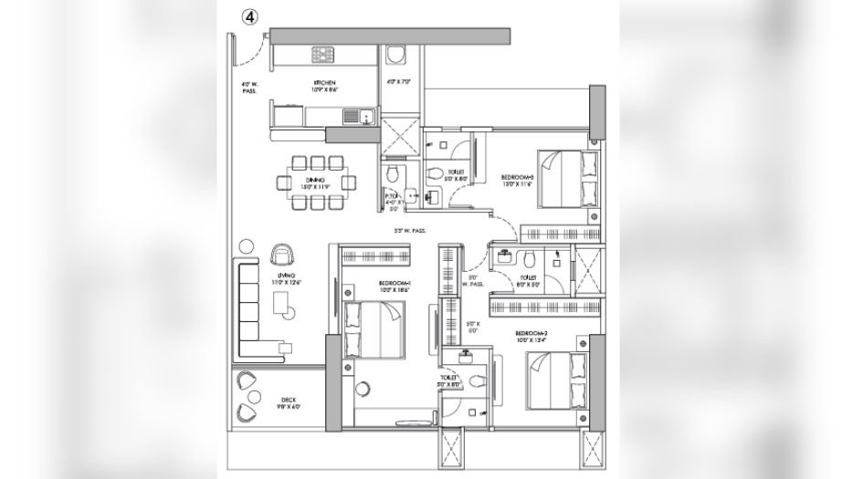 Crest-Golfshire-3BHK-1286sqft-unit-plan