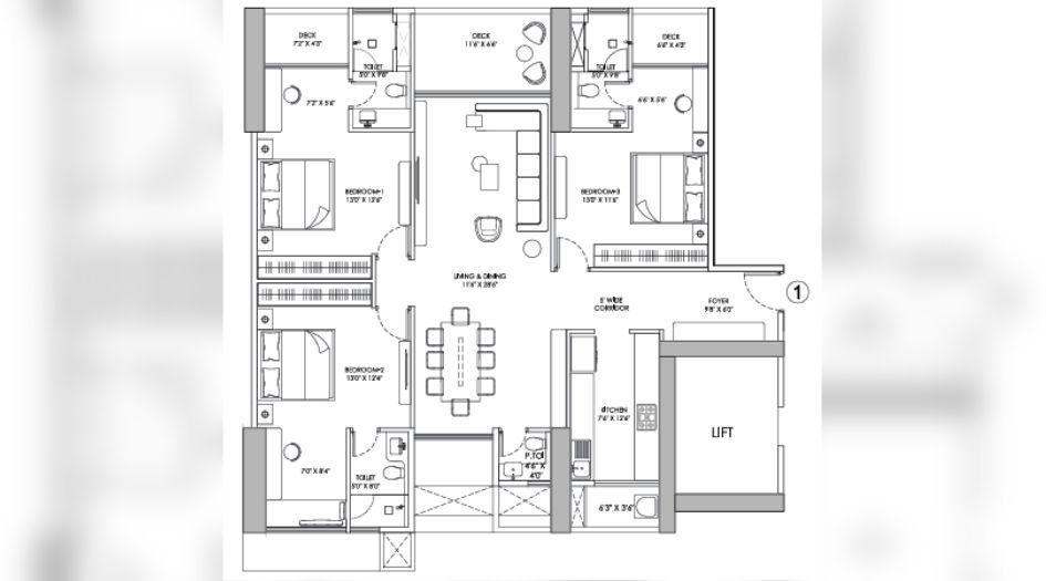 Crest-Golfshire-3BHK-1513sqft-unit-plan